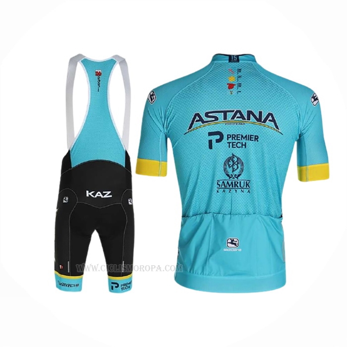 2020 Ropa Ciclismo Astana Amarillo Azul Mangas Corta y Culotte Corto